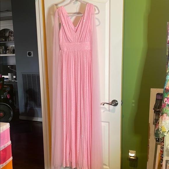 Faeriesty Dresses & Skirts - Elegant Pink Gown with Tulle Overlay NWT